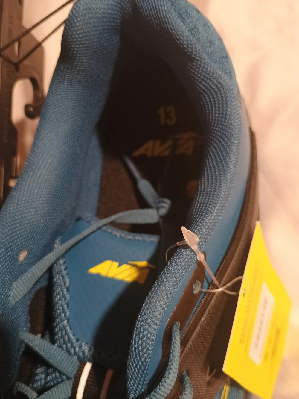 Avia Men's Blue and Black Athletic Running Shoes with Yellow Accent
